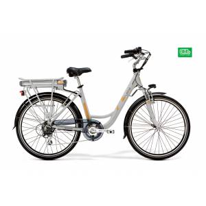 CICLO ELETTRICO DONNA 26 TELAIO 46 ALLUMINIO 7 VELOCITA' *GRIGIO* - WORLD DIMENSION Crystal