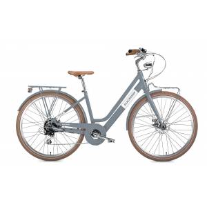 CICLO ELETTRICO DONNA 28 TELAIO 45 ALLUMINIO FRENI A DISCO CON BATTERIA INTEGRATA 7 VELOCITA' *GRIGIO TORTORA* - WORLD DIMENSIO