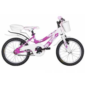 CICLO 16 MTB FEMMINA TELAIO 24 ACCIAIO 1 VELOCITA' *BIANCO FUXIA* - DOUBLEZZ "Flora"