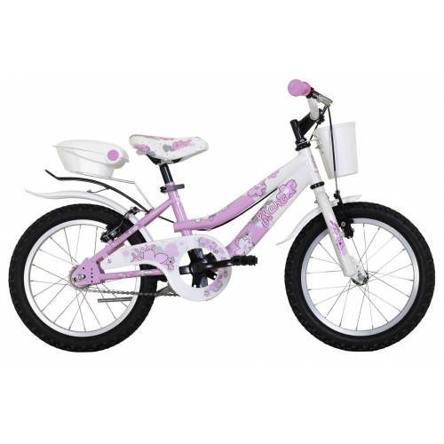 CICLO 16 MTB FEMMINA TELAIO 24 ACCIAIO 1 VELOCITA' *BIANCO ROSA* - DOUBLEZZ "Flora"