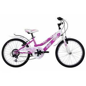 CICLO 20 MTB FEMMINA TELAIO 28 ACCIAIO 6 VELOCITA' *BIANCO FUXIA* -  DOUBLEZZ "Flora"