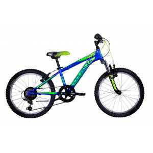 CICLO 20 MTB MASCHIO TELAIO 28 ACCIAIO 6 VELOCITA' FORCELLA AMMORTIZZATA *BLU GIALLO VERDE" - DOUBLEZZ "Maniac"