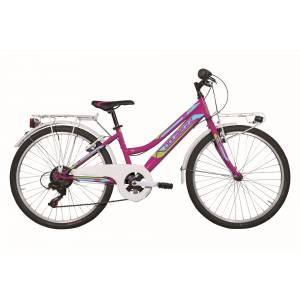 CICLO 24 MTB FEMMINA TELAIO 34 ACCIAIO 6 VELOCITA' EQUIPAGGIATA *CICLAMINO* -  DOUBLEZZ "Violet"