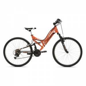 CICLO 24 MTB MASCHIO TELAIO ACCIAIO FULL SUSPENDED 18 VELOCITA' *ARANCIO* - ROLLMAR "Predator"