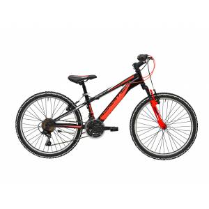 CICLO 24 MTB UOMO TELAIO 35 ACCIAIO 18 VELOCITA' FORCELLA AMMORTIZZATA *NERO OPACO ARANCIO FLUO* - ADRIATICA Rock 24