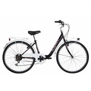 CICLO 26 CITY DONNA TELAIO 38 ACCIAIO MONOTUBO 6 VELOCITA' *NERO FUXIA* - DOUBLEZZ Easy