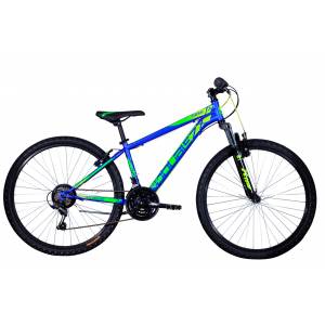 CICLO 26 MTB UOMO TELAIO 36 ACCIAIO 18 VELOCITA' FORCELLA AMMORTIZZATA *BLU GIALLO VERDE* - DOUBLEZZ Maniac