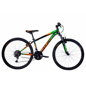 CICLO 26 MTB UOMO TELAIO 36 ACCIAIO 18 VELOCITA' FORCELLA AMMORTIZZATA *NERO VERDE ARANCIO* - DOUBLEZZ Maniac