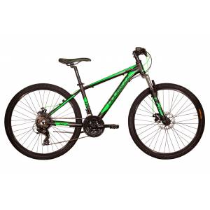 CICLO 26 MTB UOMO TELAIO 38 ALLUMINIO 21 VELOCITA' FRENI A DISCO MECCANICI FORCELLA AMMORTIZZATA *NERO VERDE* - DOUBLEZZ "Boxer