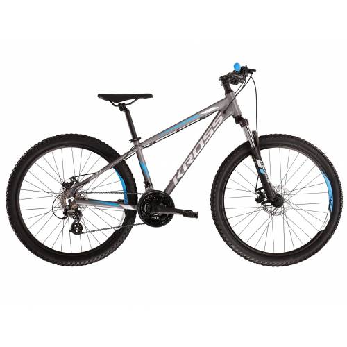 CICLO 27.5 MTB UOMO TELAIO ALLUMINIO Tg.M 21 VELOCITA'  FRENI A DISCO MECCANICI FORCELLA AMMORTIZZATA *GRIGIO AZZURRO" - KROSS