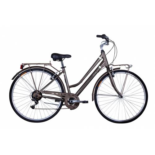 CICLO 28 CITY DONNA TELAIO 45 ALLUMINIO 21 VELOCITA' CAMBIO ACERA *CAFFE' OPACO* - DOUBLEZZ "Travel Lady"