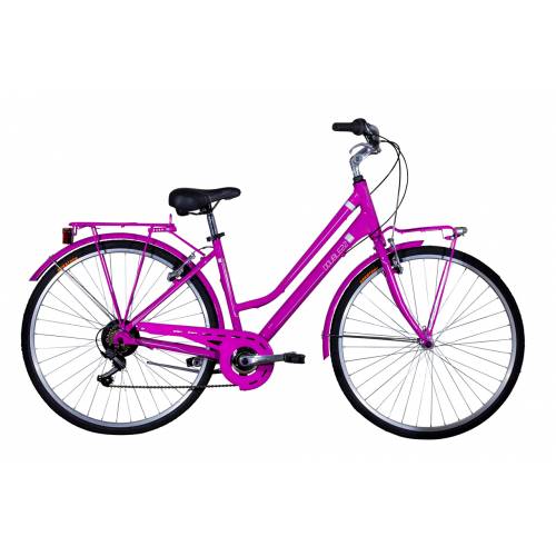 CICLO 28 CITY DONNA TELAIO 45 ALLUMINIO 21 VELOCITA' CAMBIO ACERA *FUXIA* - DOUBLEZZ "Travel Lady"