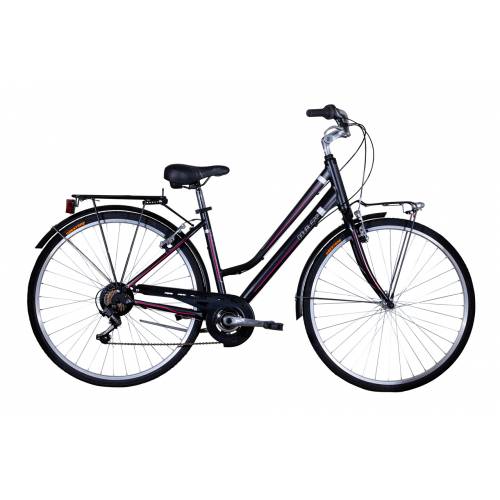 CICLO 28 CITY DONNA TELAIO 45 ALLUMINIO 21 VELOCITA' CAMBIO ACERA *NERO OPACO* - DOUBLEZZ "Travel Lady"