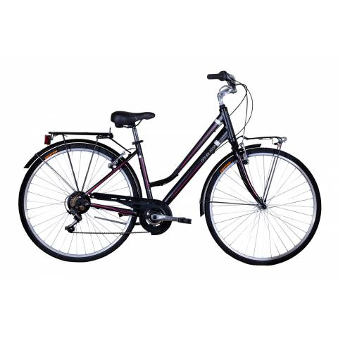 CICLO 28 CITY DONNA TELAIO 45 ALLUMINIO 21 VELOCITA' CAMBIO ACERA *NERO OPACO* - DOUBLEZZ "Travel Lady"