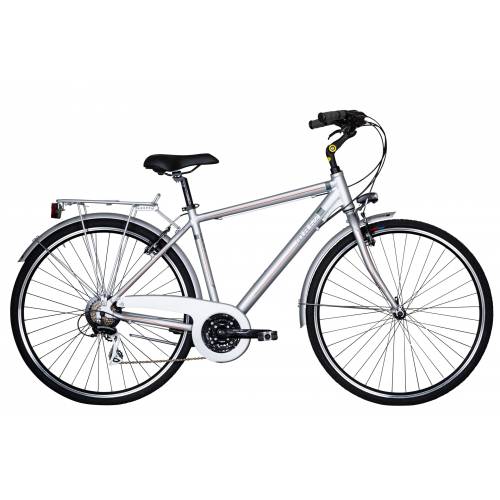 CICLO 28 CITY UOMO TELAIO 52 ALLUMINIO 21 VELOCITA' CAMBIO ACERA *ARGENTO OPACO* - DOUBLEZZ "Travel Man"