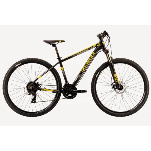 CICLO 29 MTB UOMO TELAIO 44/M ALLUMINIO 21 VELOCITA' FRENI A DISCO IDRAULICI FORCELLA AMMORTIZZATA *NERO GIALLO* - DOUBLEZZ Hac