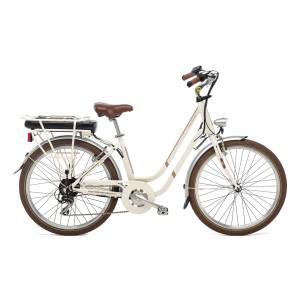 CICLO ELETTRICO DONNA 26 TELAIO 43 ALLUMINIO 7 VELOCITA' *AVORIO* - WORLD DIMENSION Rose