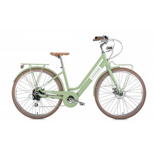 CICLO ELETTRICO DONNA 28 TELAIO 45 ALLUMINIO FRENI A DISCO CON BATTERIA INTEGRATA 7 VELOCITA' *VERDE ACQUAMARINA* - WORLD DIMEN