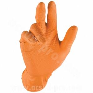 GUANTI LAVORO NITRILE GRIP *ARANCIONE* Tg.XXL 50pz.