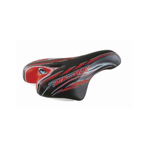 SELLA CICLO 230x150mm. MTB JUNIOR 16/20 *NERO ROSSO* - MONTEGRAPPA Ok Go